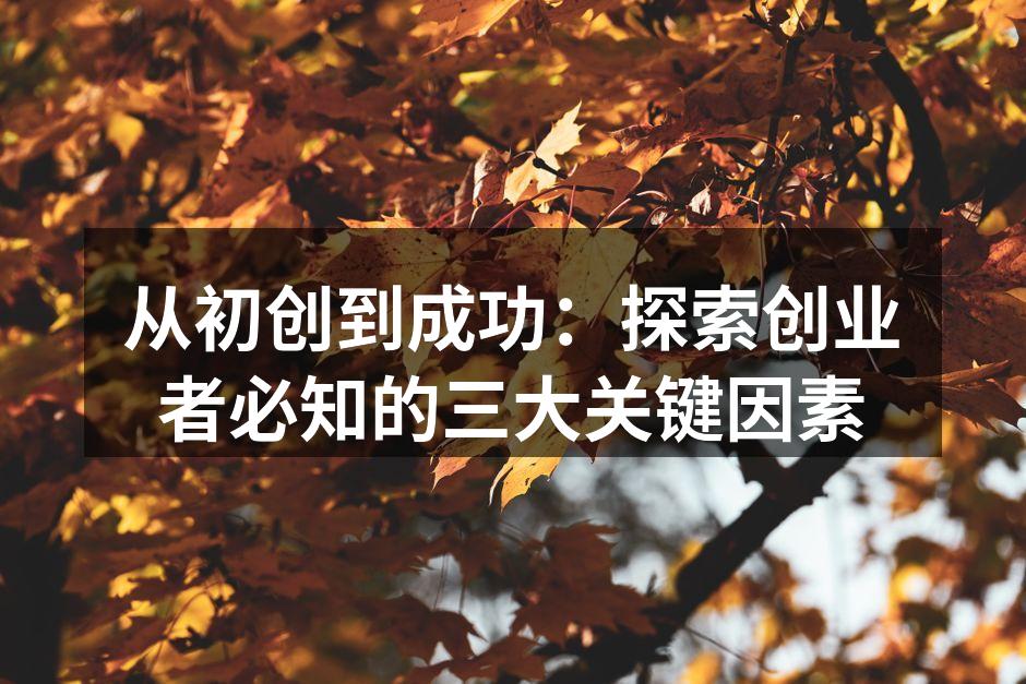 从初创到成功：探索创业者必知的三大关键因素