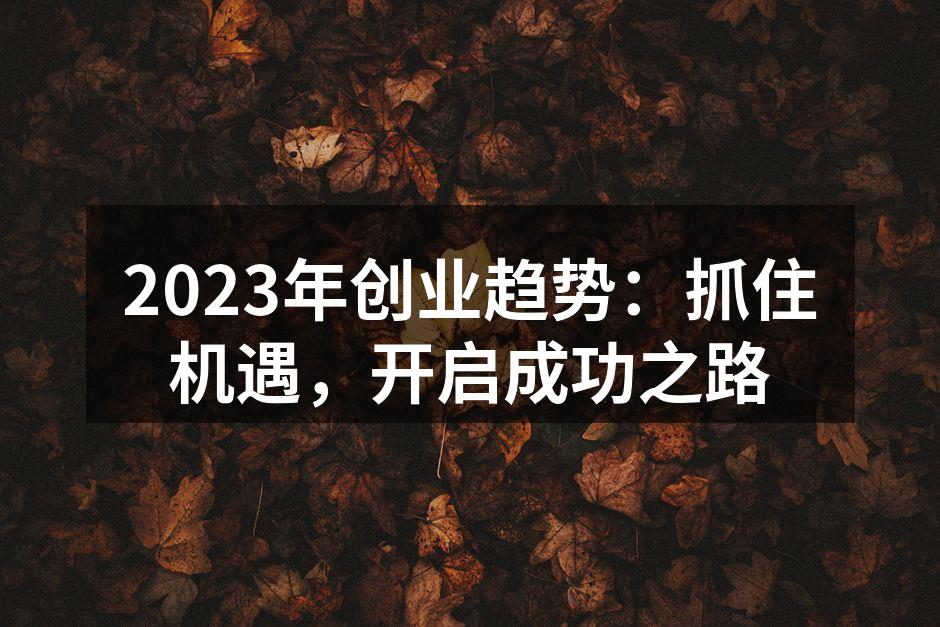 2023年创业趋势：抓住机遇，开启成功之路