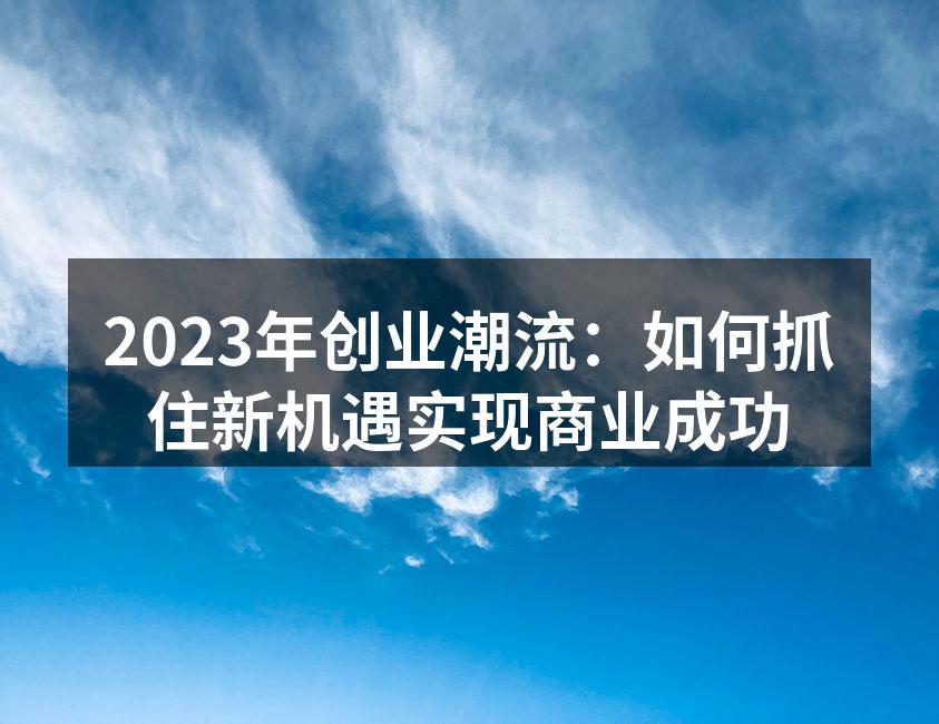 2023年创业潮流：如何抓住新机遇实现商业成功