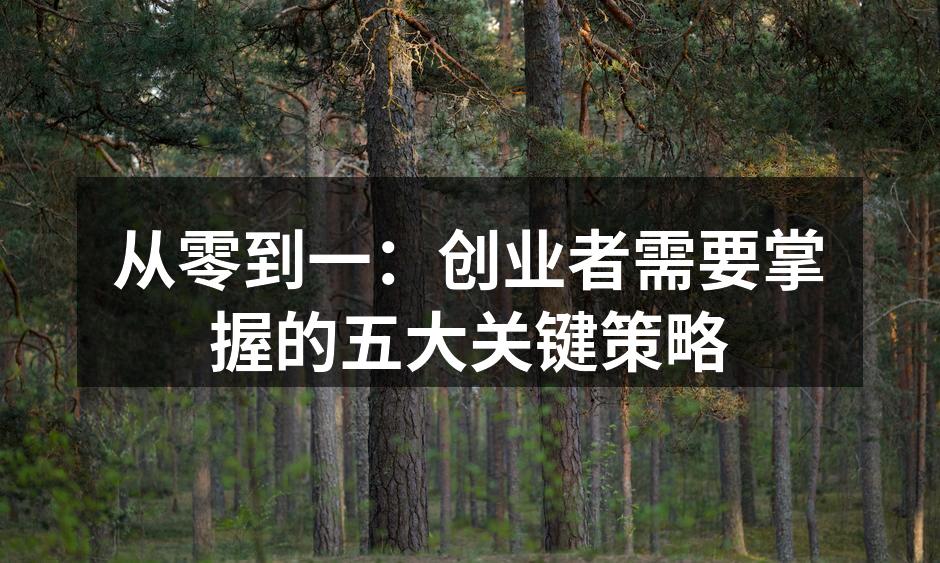 从零到一：创业者需要掌握的五大关键策略